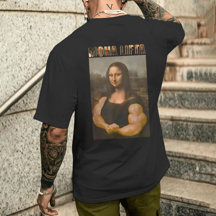 Mona Lifta Parodie Kurzärmliges Herren-T-Kurzärmliges Herren-T-Shirt, Muskulöse Mona Lisa Fitness Humor Geschenke für Ihn