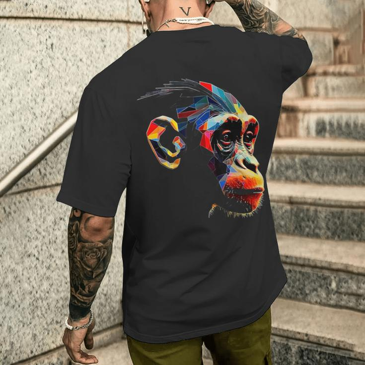 Monkey Zoo Colourful Monkey Face Polygon Animal Motif Monkey Men's T-shirt Back Print Gifts for Him
