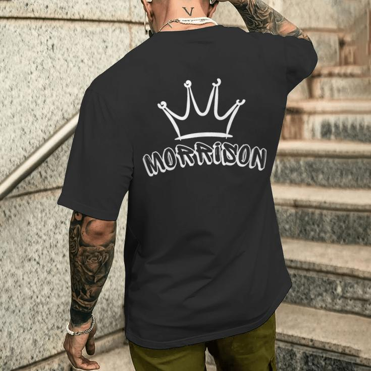 Morrison Family Name Cool Morrison Name And Royal Crown Men's T-shirt Back Print Gifts for Him