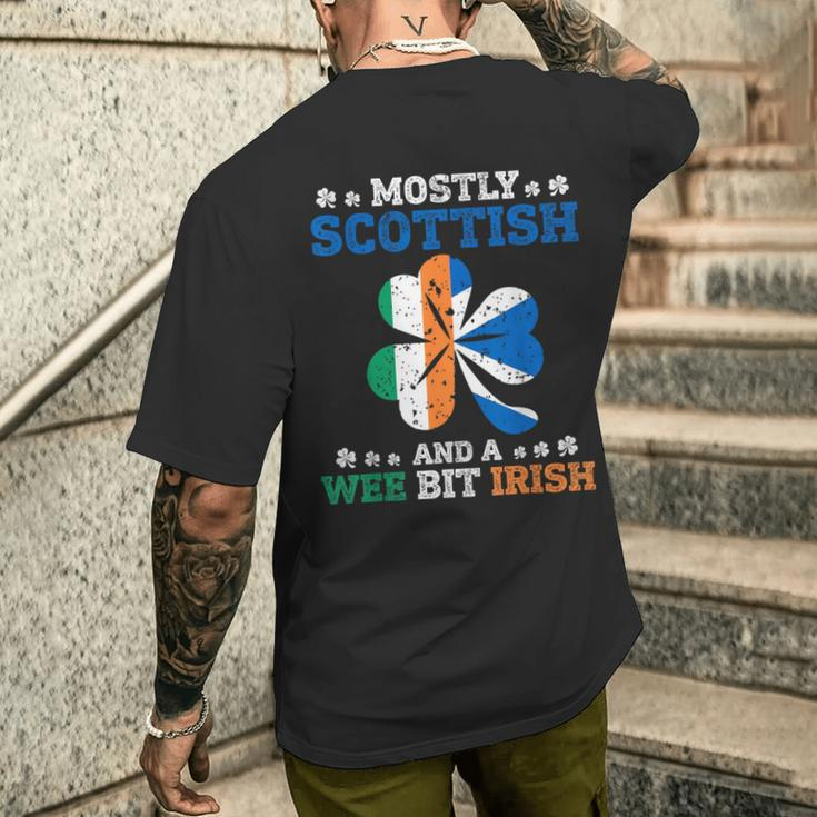 Mostly Scottish And A Wee Bit Irish St Patrick Day Men's T-shirt Back Print Gifts for Him