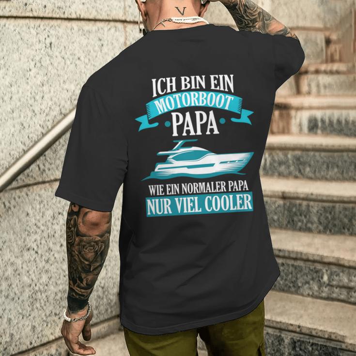 Motorboot Papa Boot Boote Bootsfahrer Geschenk T-Shirt mit Rückendruck Geschenke für Ihn