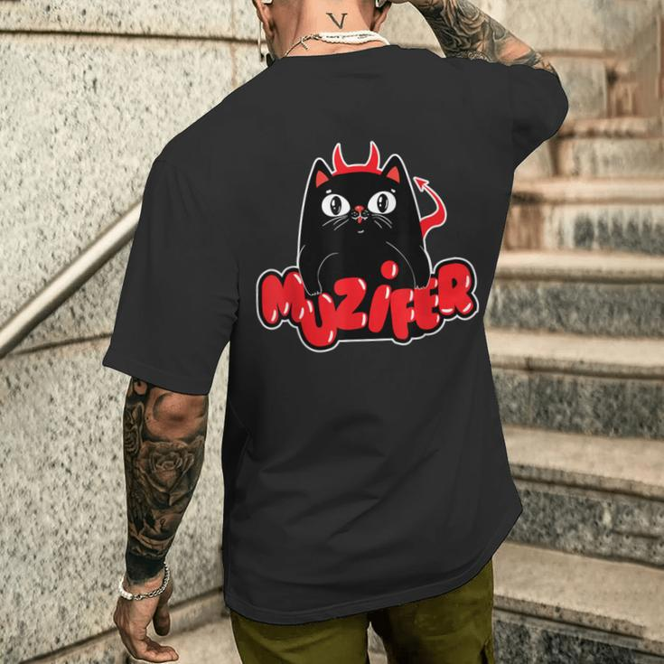 Muzifer I Cat Kitten Lucifer Devil Luzifer S T-Shirt mit Rückendruck Geschenke für Ihn
