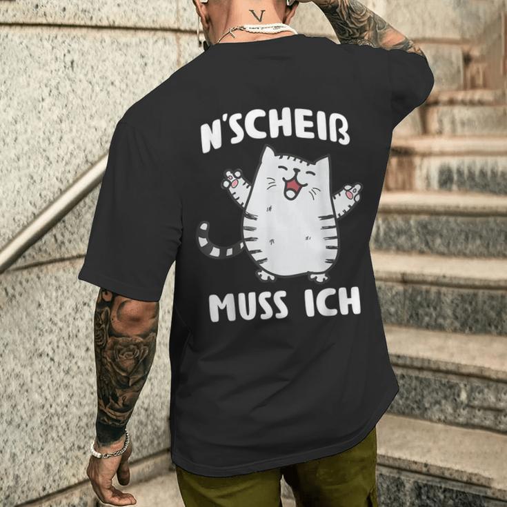 N Scheis Muss Ich Cat Nen Scheiss T-Shirt mit Rückendruck Geschenke für Ihn