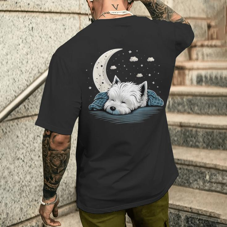 Napping Westie Pyjamas West Highland Terrier Sleeping T-Shirt mit Rückendruck Geschenke für Ihn
