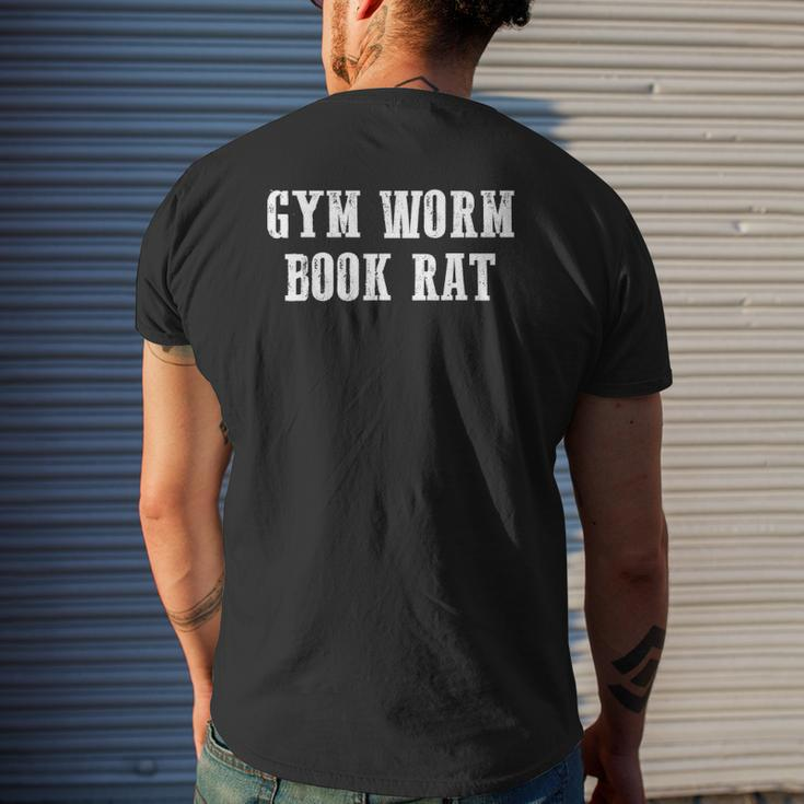 Nerdy Gym Reading Books Fitness Book Worm Gym Rat Mens Back Print T-shirt Gifts for Him