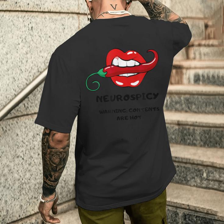 NeuroSpicy Grafik Kurzärmliges Herren-T-Kurzärmliges Herren-T-Shirt mit Feurigem Mund Design - Schwarz Geschenke für Ihn