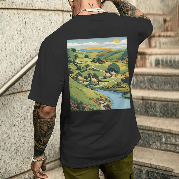 New Zealand Hobbiton Tranquility Graphic Men's T-shirt Back Print Funny Gifts