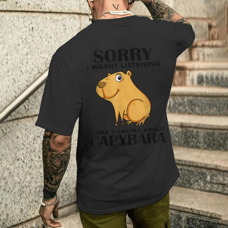Niedliche Capibara Sprüche Capybara With Water Pig Blue T-Shirt mit Rückendruck Geschenke für Ihn