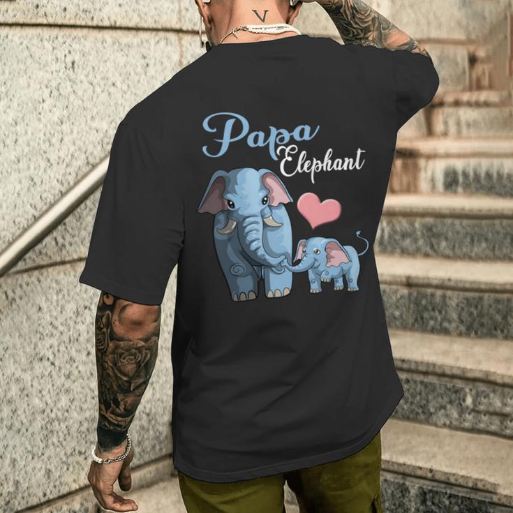 Niedliche Papa Elefant Schwangerschaftsankündigung Babyparty T-Shirt mit Rückendruck Geschenke für Ihn