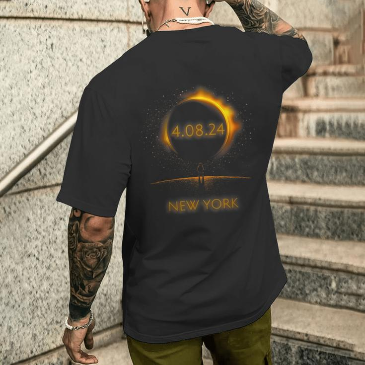 North America Solar Eclipse 40824 New York Souvenir Men's T-shirt Back Print Gifts for Him