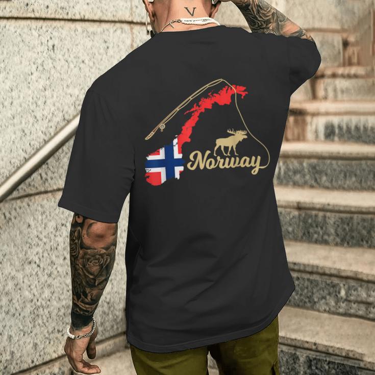 Norway Map Angel Elk T-Shirt mit Rückendruck Geschenke für Ihn