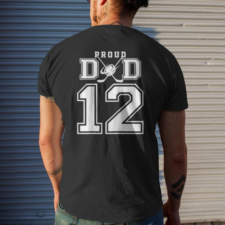 Number 12 Custom Proud Hockey Dad Personalized Mens Back Print T-shirt Gifts for Him
