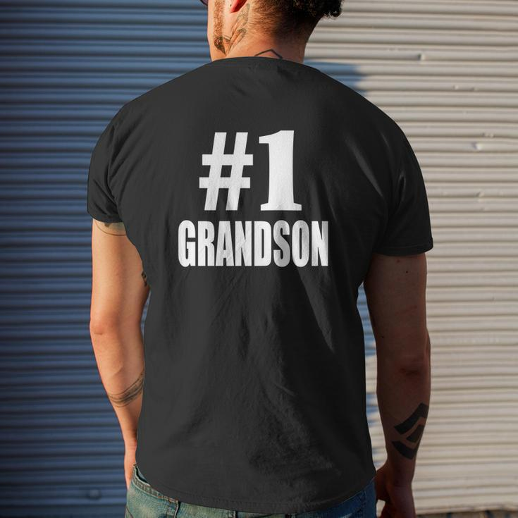 Number One 1 Grandson Mens Back Print T-shirt Gifts for Him