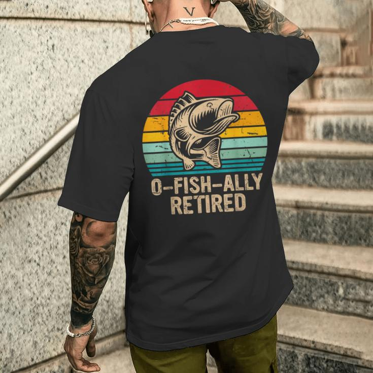 O-Fish-Ally Retired Retirement Fishing Vintage Men's T-shirt Back Print Gifts for Him