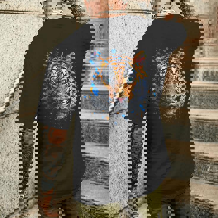 Obra De Arte De Tigre Colorido Animal Arte Tigre Camiseta Hombre Estampado Espalda Regalos para él