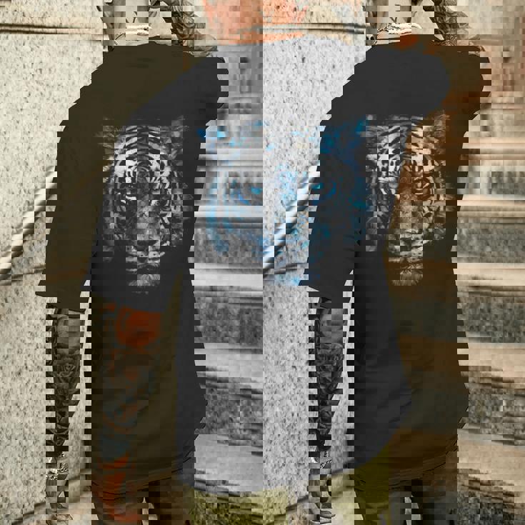 Obra De Arte De Tigre Ojos Azules Arte Animal Tigre Camiseta Hombre Estampado Espalda Regalos para él