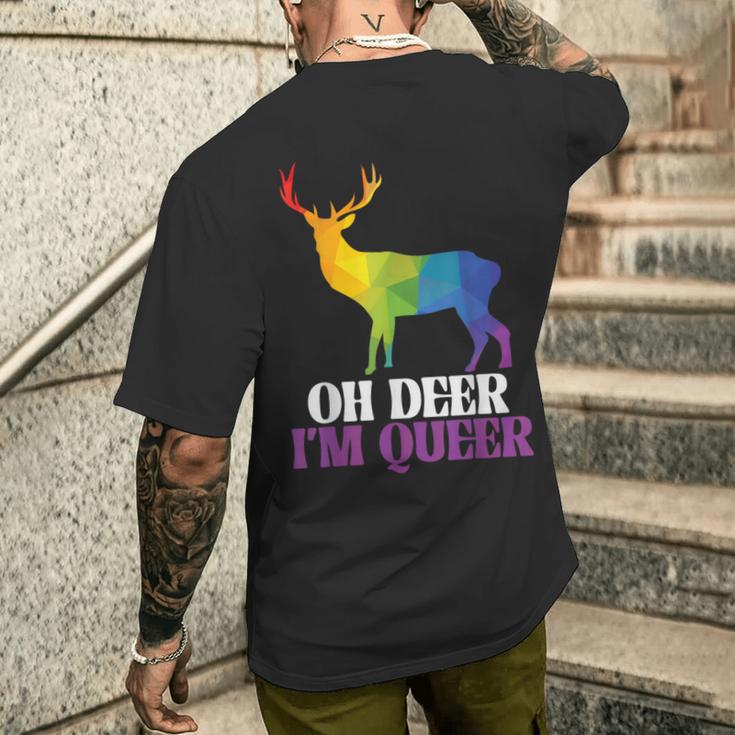 Oh Deer I'm Queer Reh Regenbogen Lgbtq Pride Herren Damen T-Shirt mit Rückendruck Geschenke für Ihn