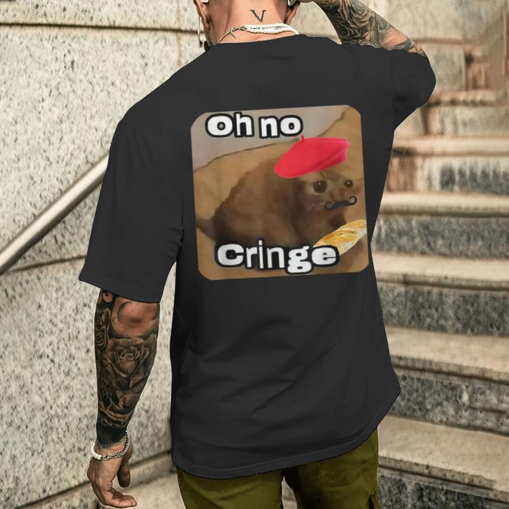 Oh No Cringe Cat French Baguette Internet Cat Meme T-Shirt mit Rückendruck Geschenke für Ihn