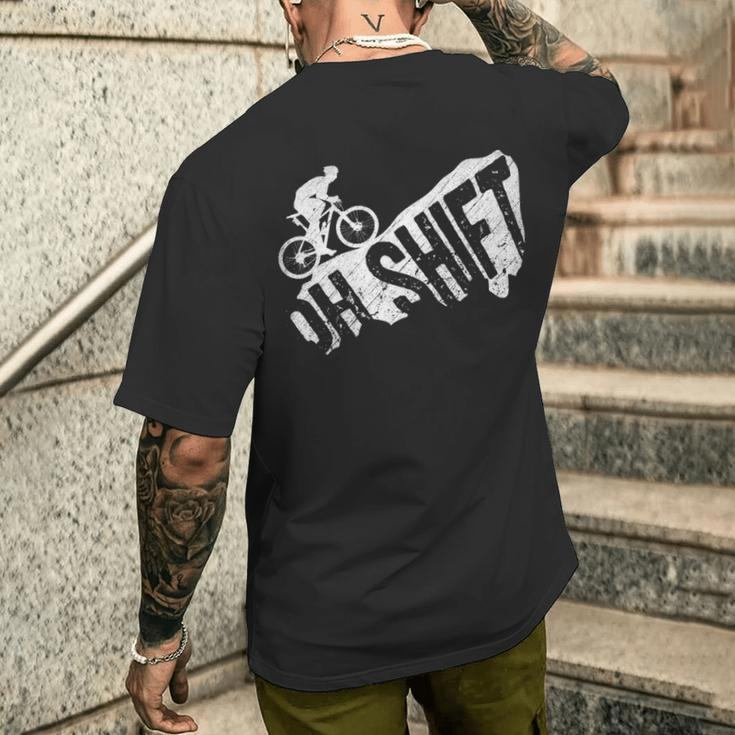 Oh Shift Mountain Biking Bicycle Bike Rider Cyclist Men's T-shirt Back Print Gifts for Him