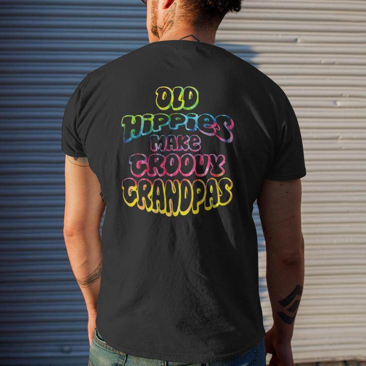 Old Hippies Make Groovy Grandpas Grandparents Day Mens Back Print T-shirt Gifts for Him