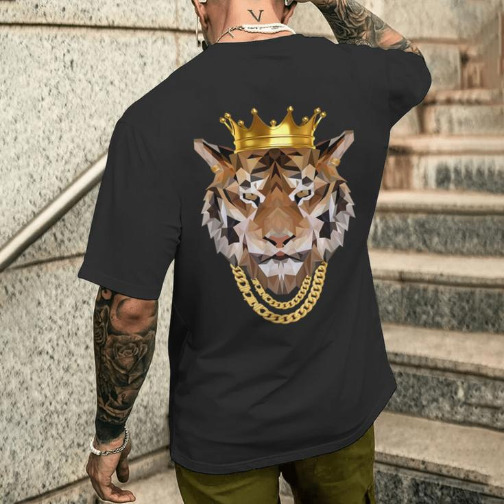 Oldschool Hip Hop Origami Tiger King Jungle Rap Dance T-Shirt mit Rückendruck Geschenke für Ihn