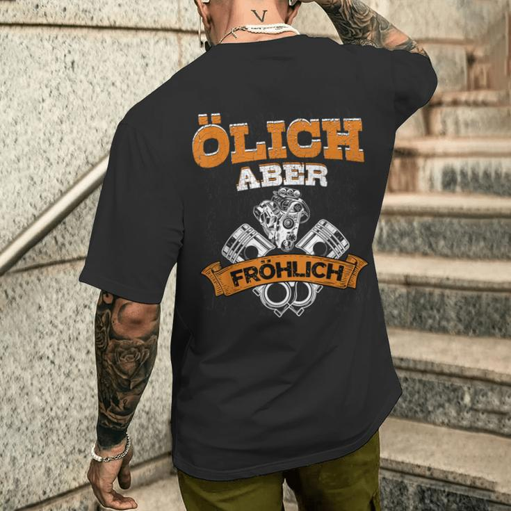 Ölich Aber Fröhlich Mechaniker Schrauber Mechatroniker T-Shirt mit Rückendruck Geschenke für Ihn