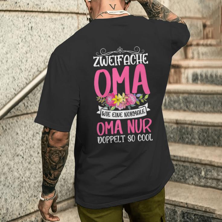 Oma Sprüche Zweifache Oma Doppelt So Cool T-Shirt mit Rückendruck Geschenke für Ihn