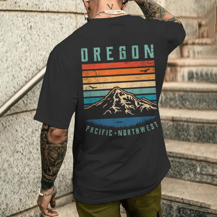 Oregon RetroVintage Portland Home State Mountains Men's T-shirt Back Print Funny Gifts