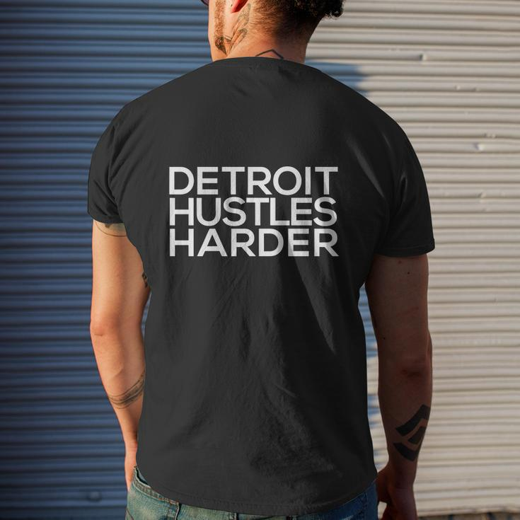 Original Detroit Hustles Harder Mens Back Print T-shirt Gifts for Him