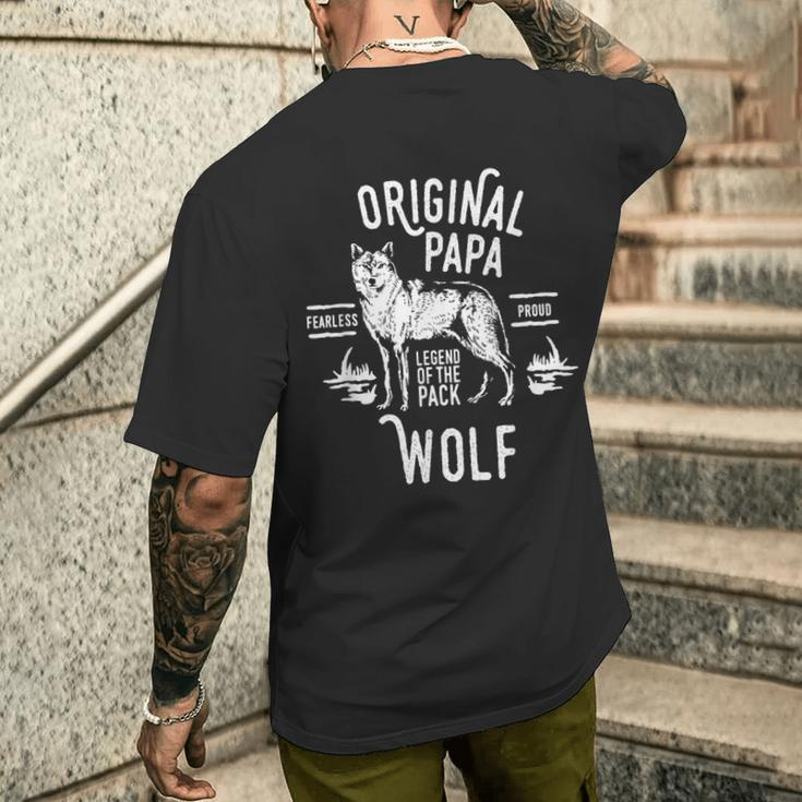 Original Papa Wolf Anführer Des Rudel-S T-Shirt mit Rückendruck Geschenke für Ihn