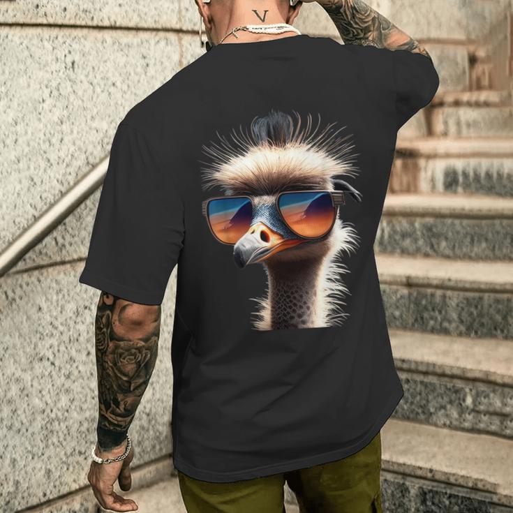 Ostrich Bird Bouquet Large Emu Walking Bird Ich Mag Strauss T-Shirt mit Rückendruck Geschenke für Ihn