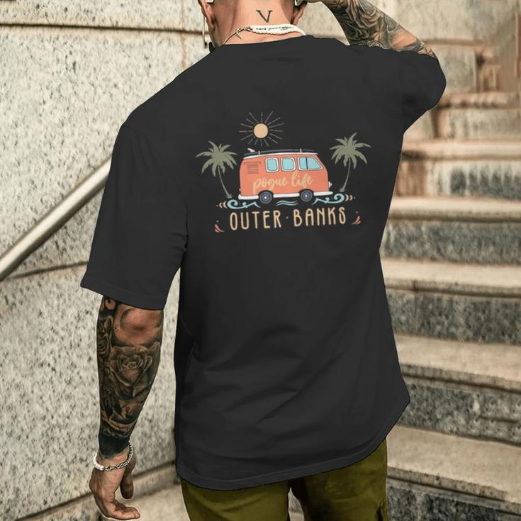 Outer Banks Dreaming Surfer Van Pogue Life Beach Palm Trees Men's T-shirt Back Print Gifts for Him