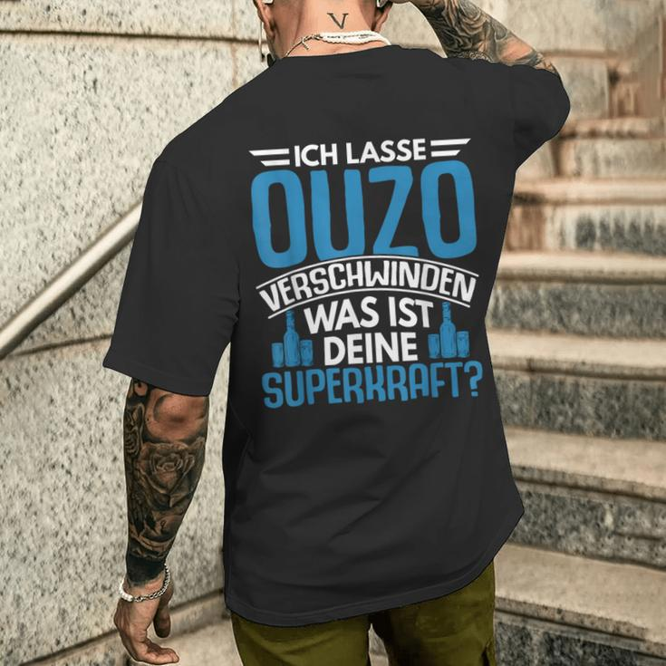 Ouzo Schnaps Saying Greich Greece S T-Shirt mit Rückendruck Geschenke für Ihn