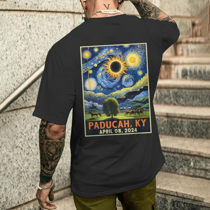 Paducah Kentucky Total Solar Eclipse 2024 Starry Night Men's T-shirt Back Print Gifts for Him