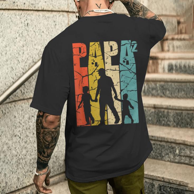 Papa 2 Söhne Dad Hoch 2 Zweifachater Zwillingpapa S T-Shirt mit Rückendruck Geschenke für Ihn