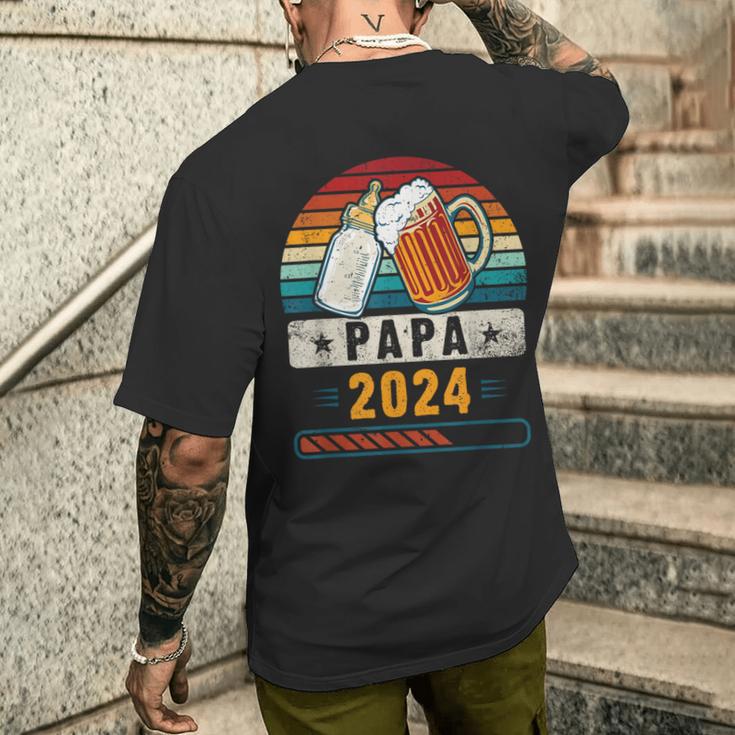 Papa 2024 Babyankündigung Werdender Papa T-Shirt mit Rückendruck Geschenke für Ihn