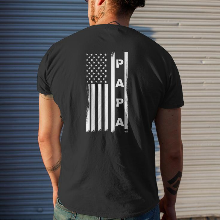 Papa American Flag Fathers Day Dad And Grandpa Mens Back Print T-shirt Gifts for Him