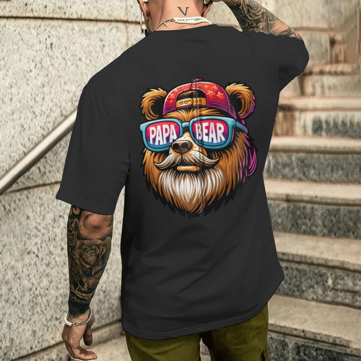 Papa Bär Papa Bearatertagsgeschenk Für Papa Spruch Lustig Kapuzenjacke T-Shirt mit Rückendruck Geschenke für Ihn