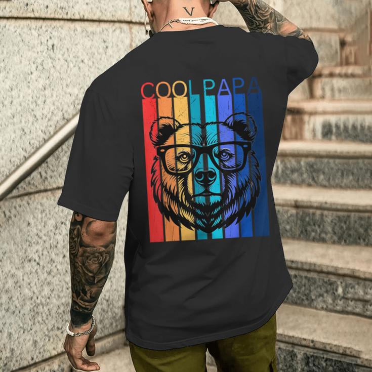 Papa Papa Bär Ehemannater Familieatertag Regenbogen T-Shirt mit Rückendruck Geschenke für Ihn