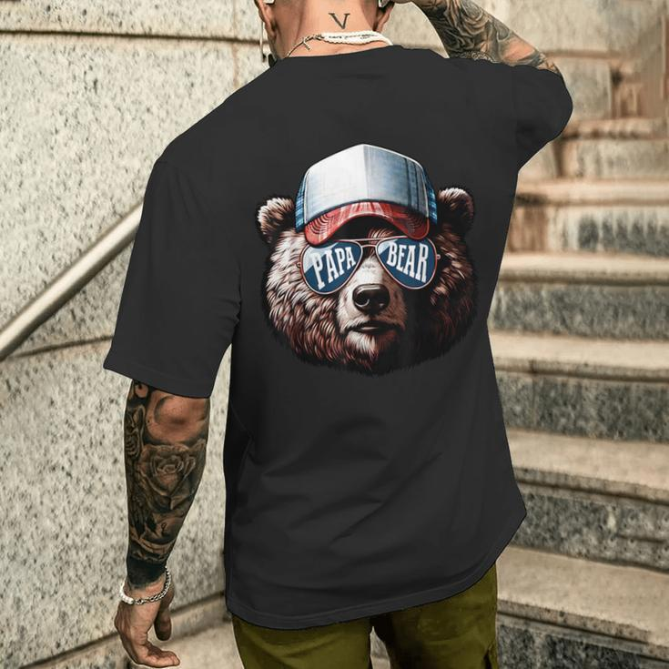 Papa Bear Face Fathers Day Daddy Bear Men's T-shirt Back Print Gifts for Him