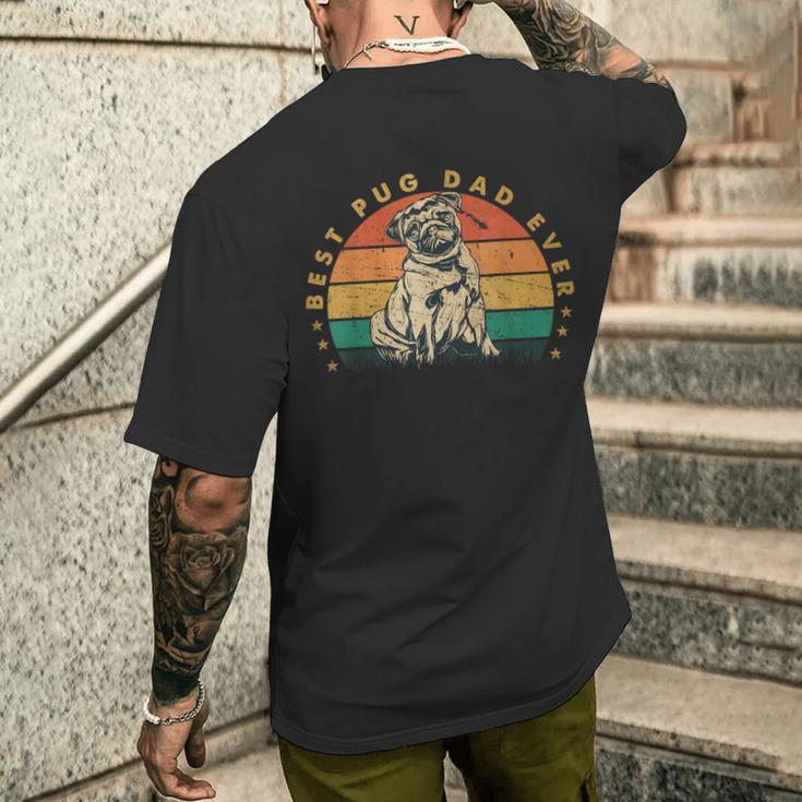 Papa Best Pug Dad Ever intage Pug T-Shirt mit Rückendruck Geschenke für Ihn