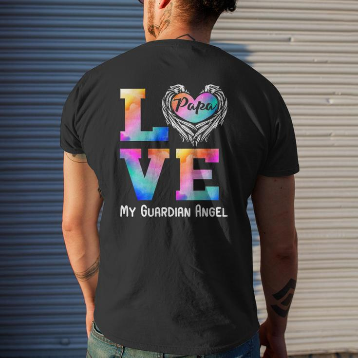 Papa Is My Guardian Angel Love Peace Forever Dad In Heaven Mens Back Print T-shirt Gifts for Him