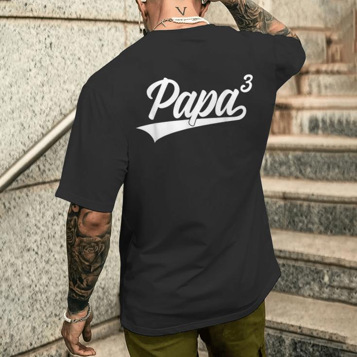 Papa Hoch 3 Kinder Werden Papa T-Shirt mit Rückendruck Geschenke für Ihn