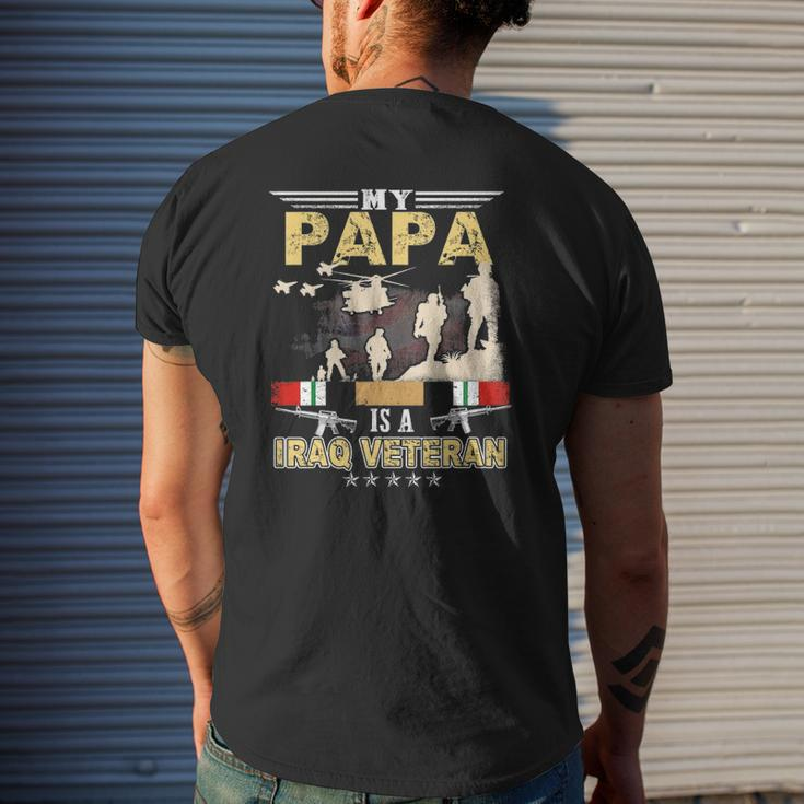 My Papa Is A Iraq Veteran Proud Us Veteran Fathers Day Mens Back Print T-shirt Gifts for Him