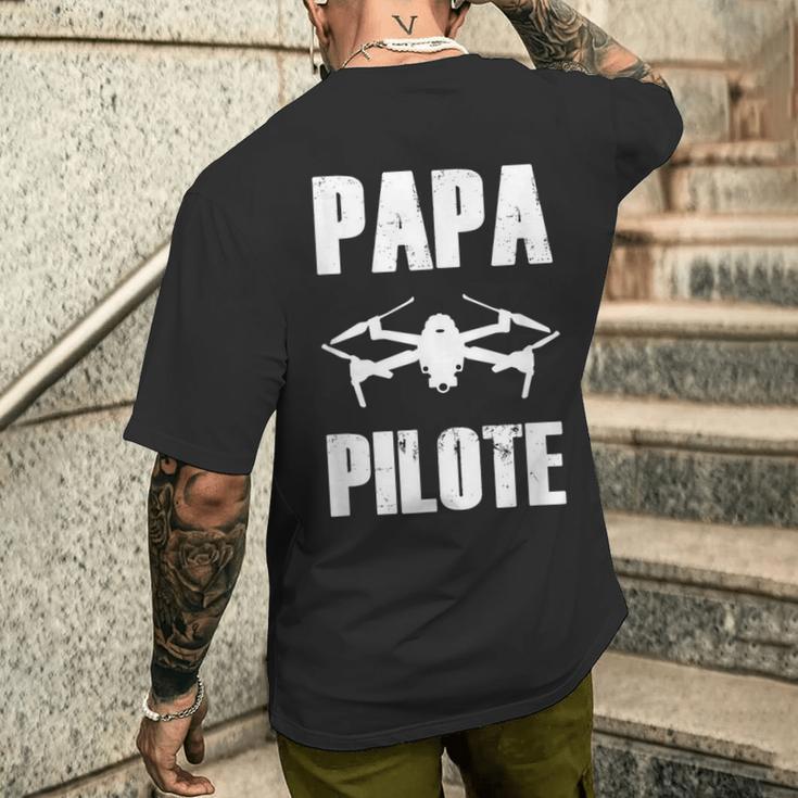 Papa Pilot Drohne Geschenk Drohnen Humor Fliegenatertag T-Shirt mit Rückendruck Geschenke für Ihn