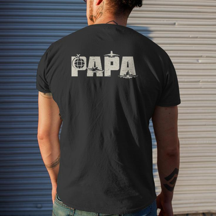Papa Pilot Dad Aviation Flying Airplane Lovers Mens Back Print T-shirt Gifts for Him