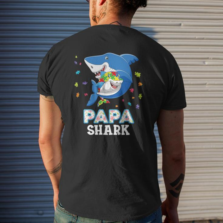 Papa Shark Autism Awareness Rainbow Puzzle Matching Do Mens Back Print T-shirt Gifts for Him