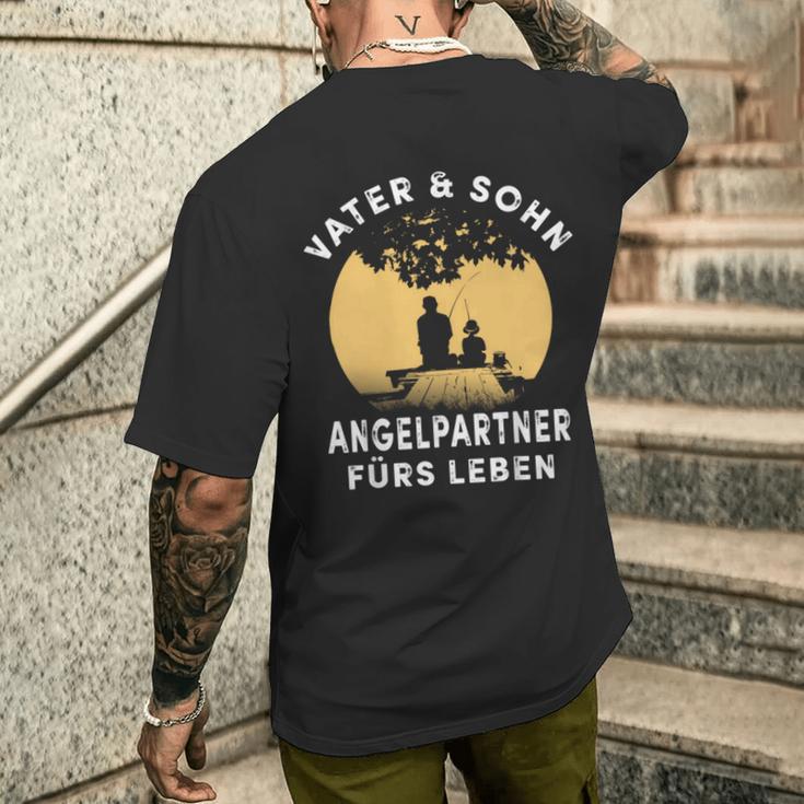 Papa Sohn Angler Geschenkater Sohn Angelpartner Angeln T-Shirt mit Rückendruck Geschenke für Ihn