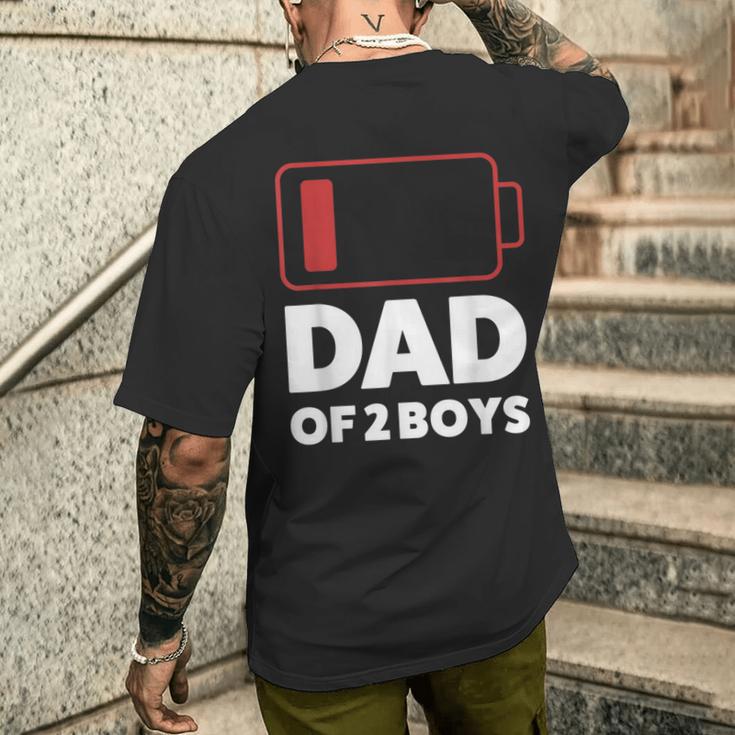 Papaon 2 Boys Papa Des Son T-Shirt mit Rückendruck Geschenke für Ihn