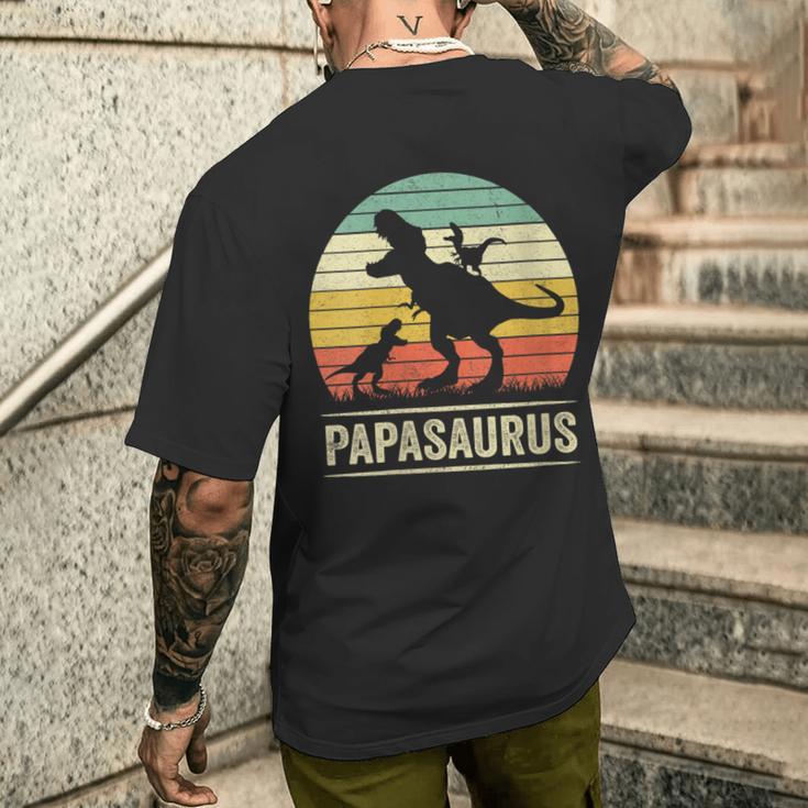 Papasaurus Dinosaur Papa Tyrannosaurus Dino Twin Pack Mit-Ausschnitt T-Shirt mit Rückendruck Geschenke für Ihn